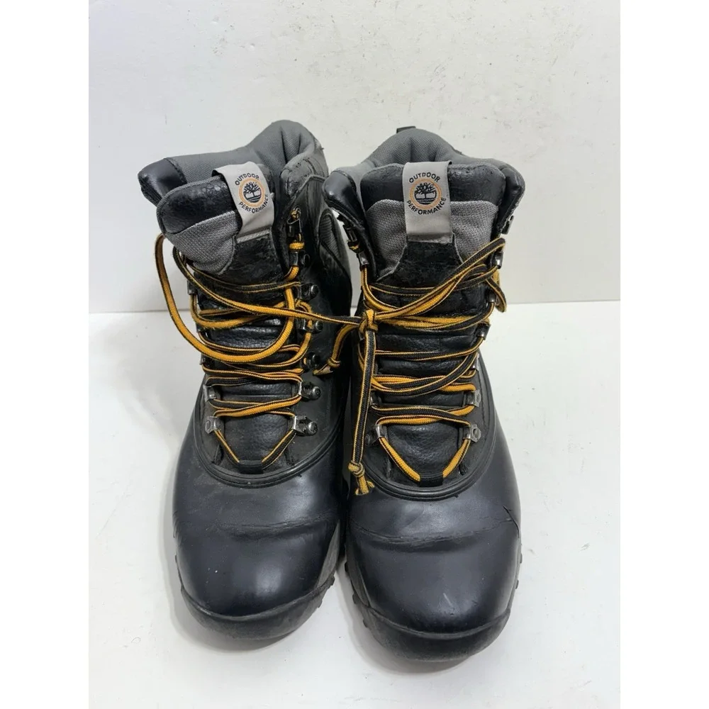 Timberland Flume Hiking Boots Mens Black Leather Lace-Up Waterproof Outdoor 11 M